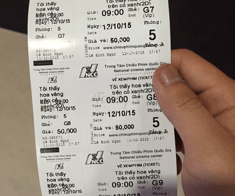 Hóa đơn mua vé xem phim